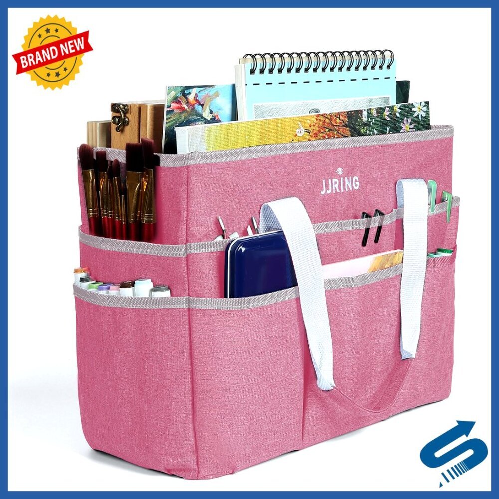 Large Craft Organizer Tote Bag with Multiple Pockets for Supplies Storage